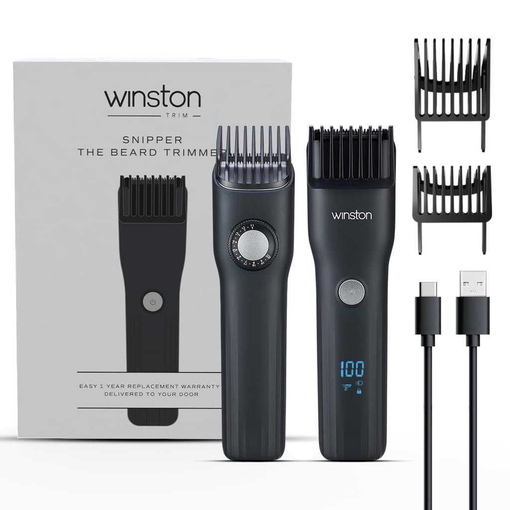 Snipper Beard Trimmer for Men, 20 Length Settings up to 20mm, Precision Stainless Steel Blades, Digital Display, IPX7 Waterproof, Type-C Charging...