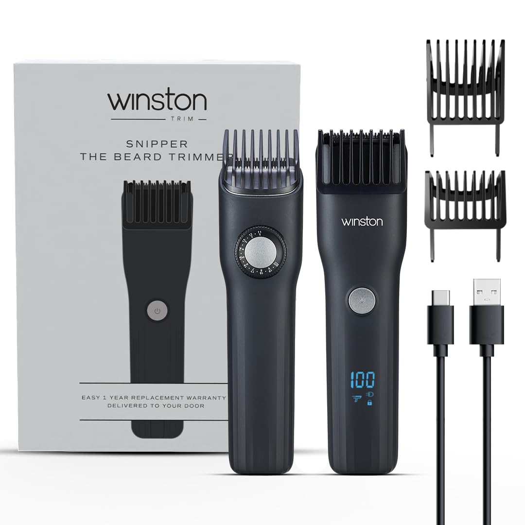 Snipper Beard Trimmer for Men, 20 Length Settings up to 20mm, Precision Stainless Steel Blades, Digital Display, IPX7 Waterproof, Type-C Charging...